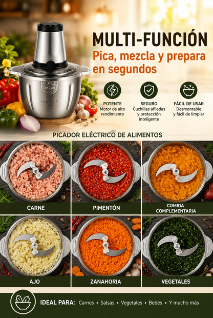 Deja de hacer sufrir tus manos 💥- Picadora eléctrica 2L de acero inoxidable 🔥