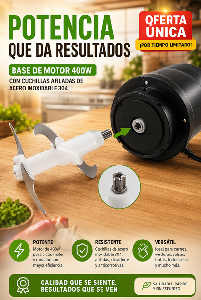 Deja de hacer sufrir tus manos 💥- Picadora eléctrica 2L de acero inoxidable 🔥
