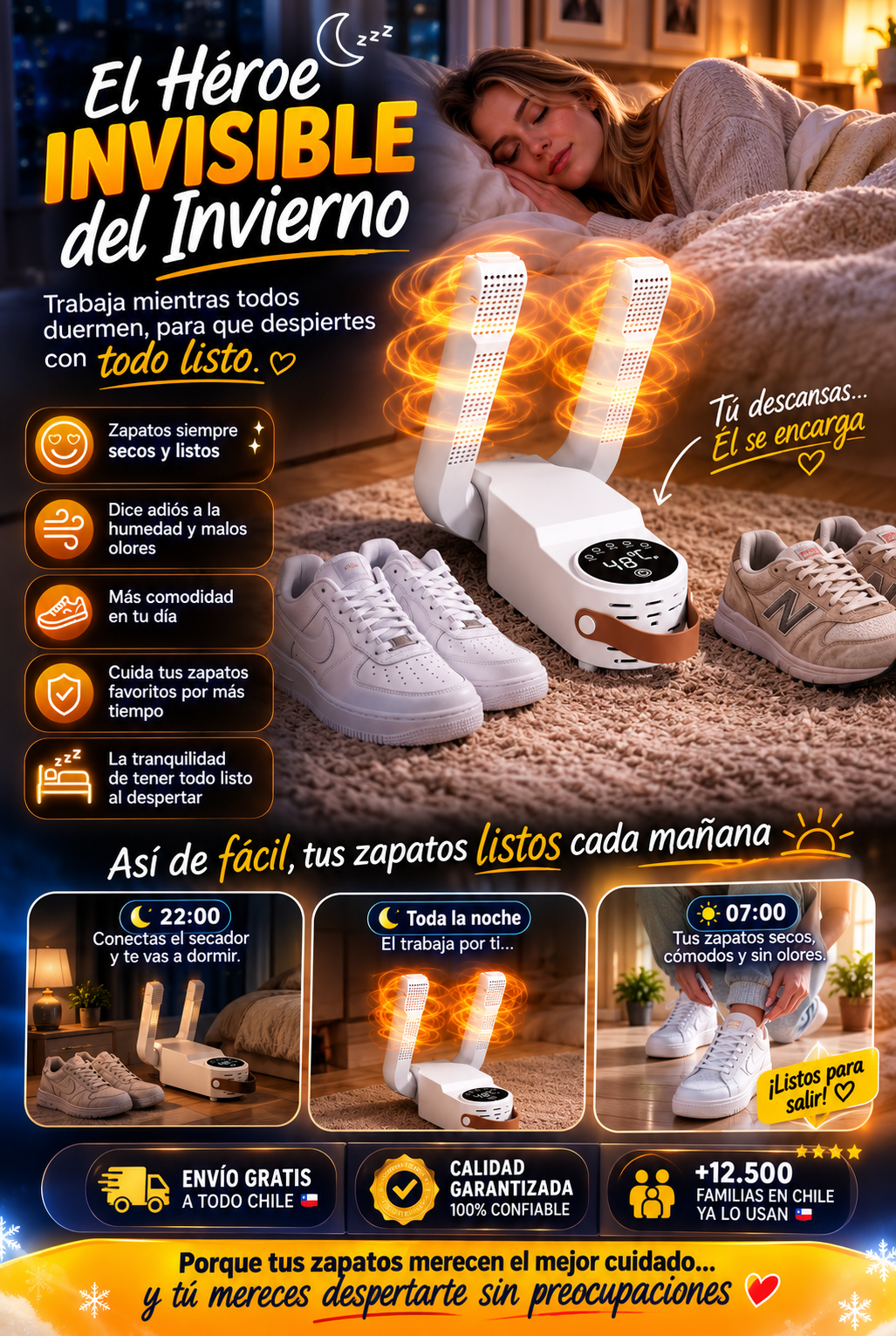 🛡️ Luz UV que cuida lo que más usas💜Despierta con zapatos frescos y listos🥉