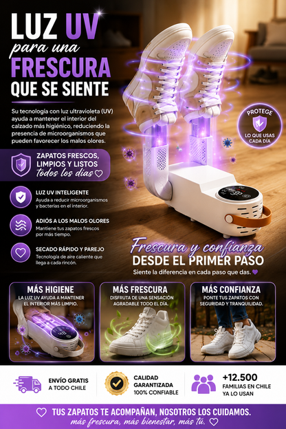 🛡️ Luz UV que cuida lo que más usas💜Despierta con zapatos frescos y listos🥉