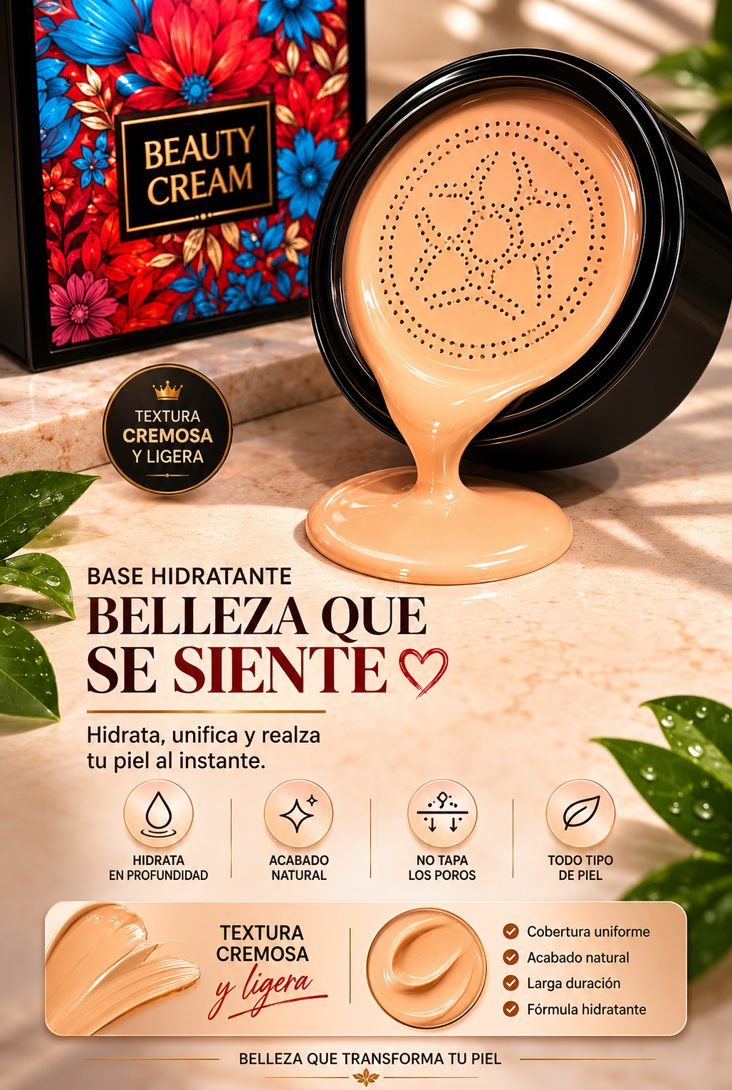 AHORA! BASE HIDRATANTE + VITAMINA C ✨ APRUEBA DE AGUA! 💧CON 68% OFF + ENVÍO GRATIS