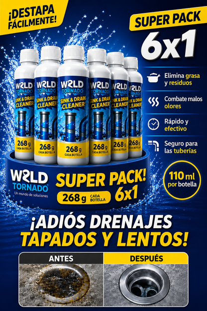 🥈 😱 ¿El agua no baja? DESTAPA CAÑERÍAS - Pack 6x1 + Envío Gratis✅